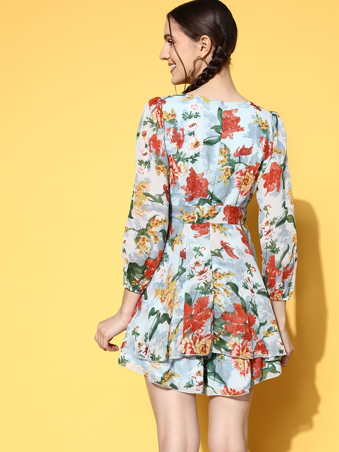 Berrylush Women Deep Blue Printed Playsuit