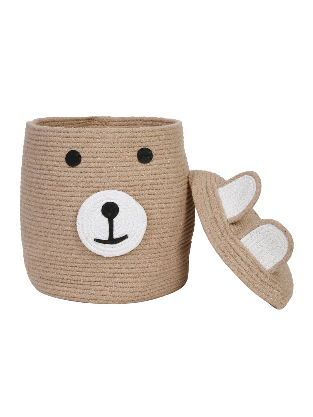 HOSTA HOMES Kids Brown & White Cartoon Face Pure Cotton Laundry Bag