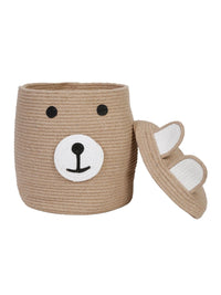HOSTA HOMES Kids Brown & White Cartoon Face Pure Cotton Laundry Bag