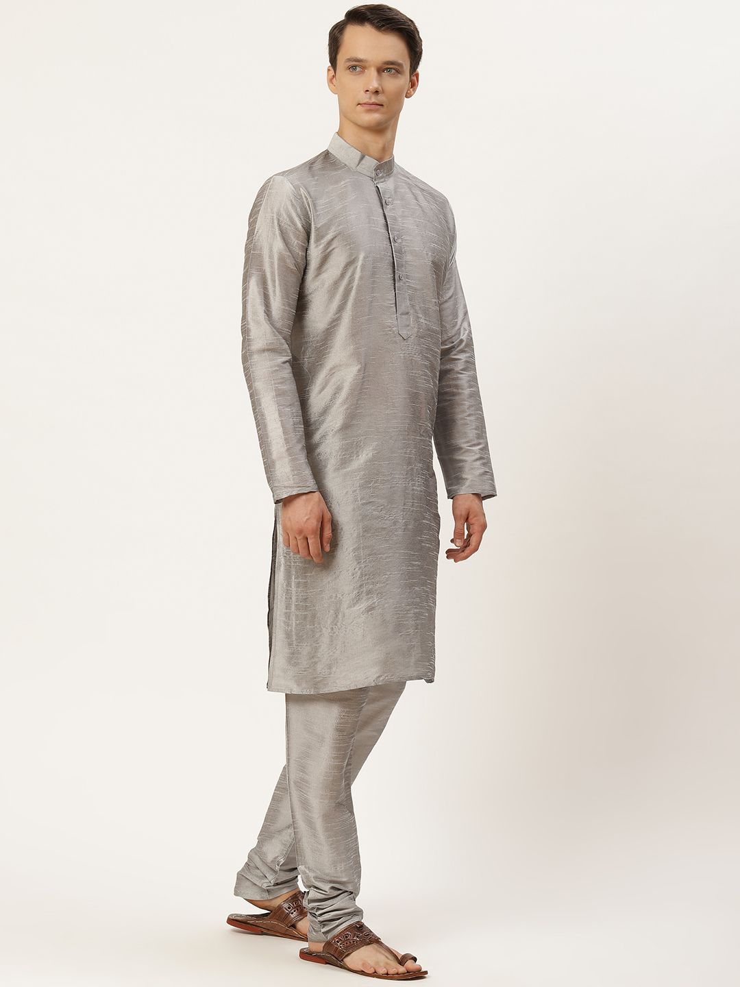 SOJANYA Kurta Lelaki Kelabu & Hijau dengan Churidar
