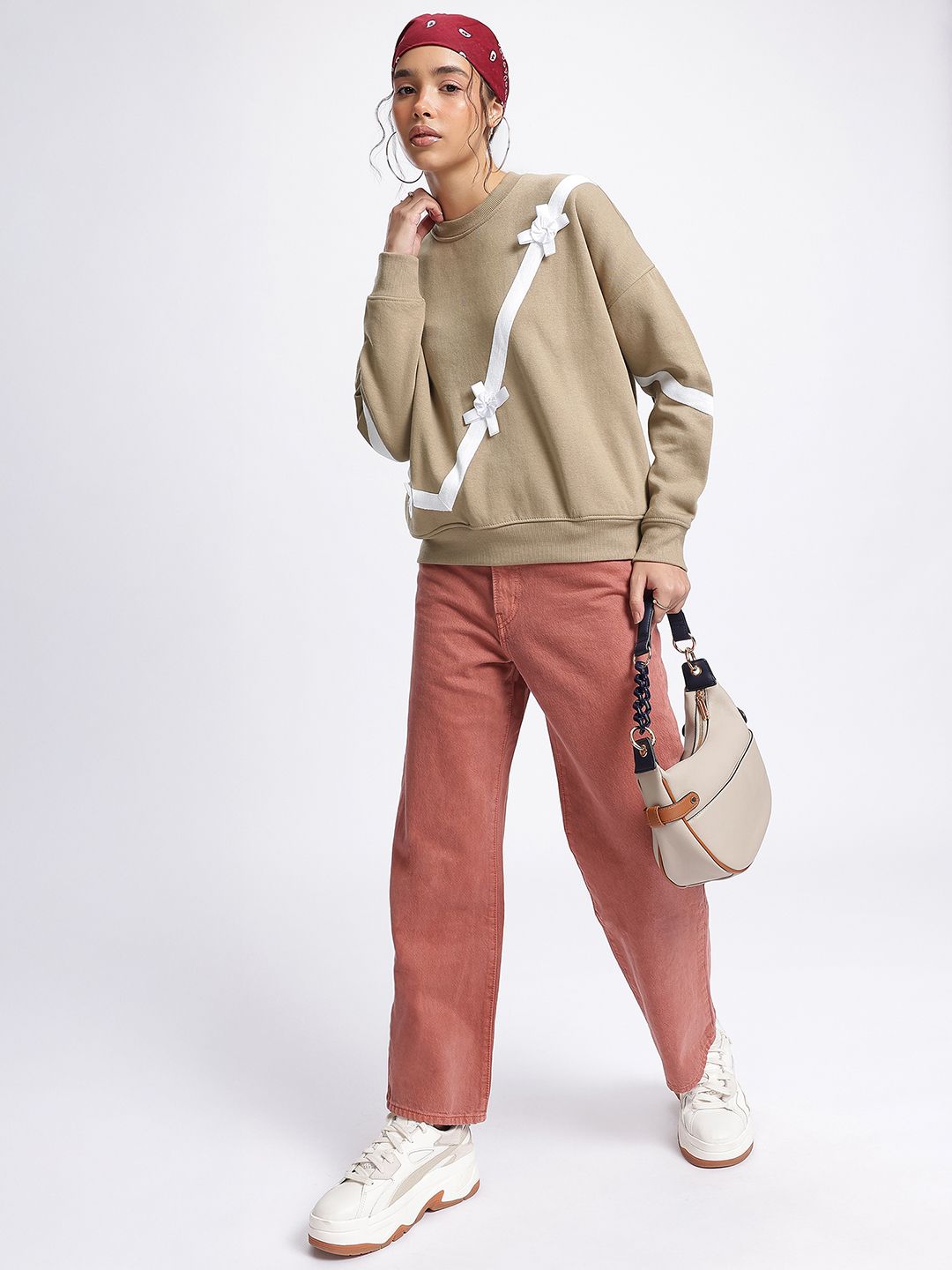 DressBerry Luxe Ribbon Trim Sweatshirt