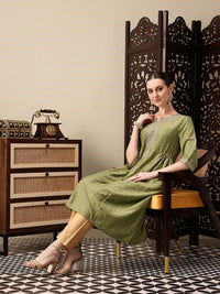 House of Pataudi Polka Dot Printed Sequinned A-Line Jashn Kurta