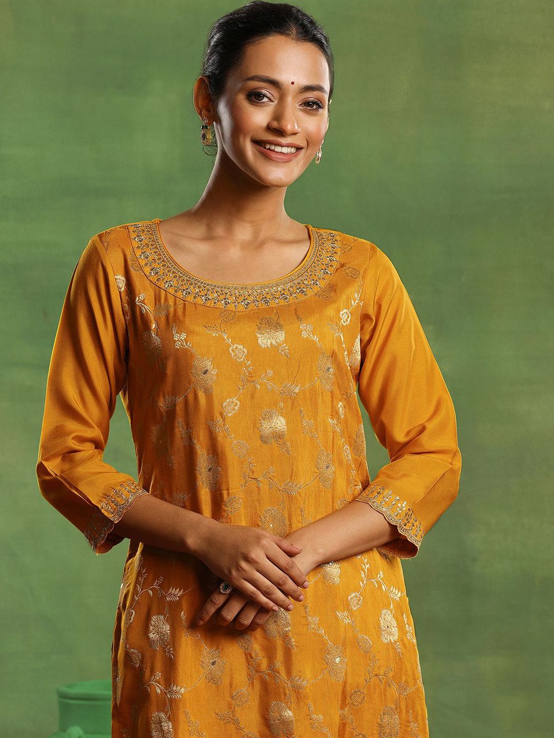 Libas Floral Woven Design Kurta with Palazzo & Dupatta