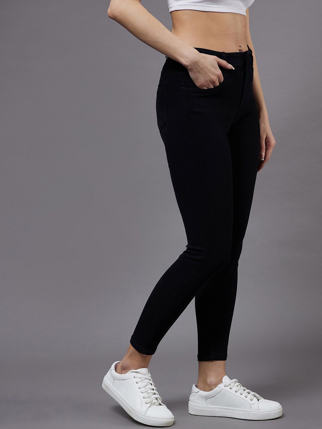 Miss Chase Women Black Skinny Fit Mid-Rise Stretchable Jeans