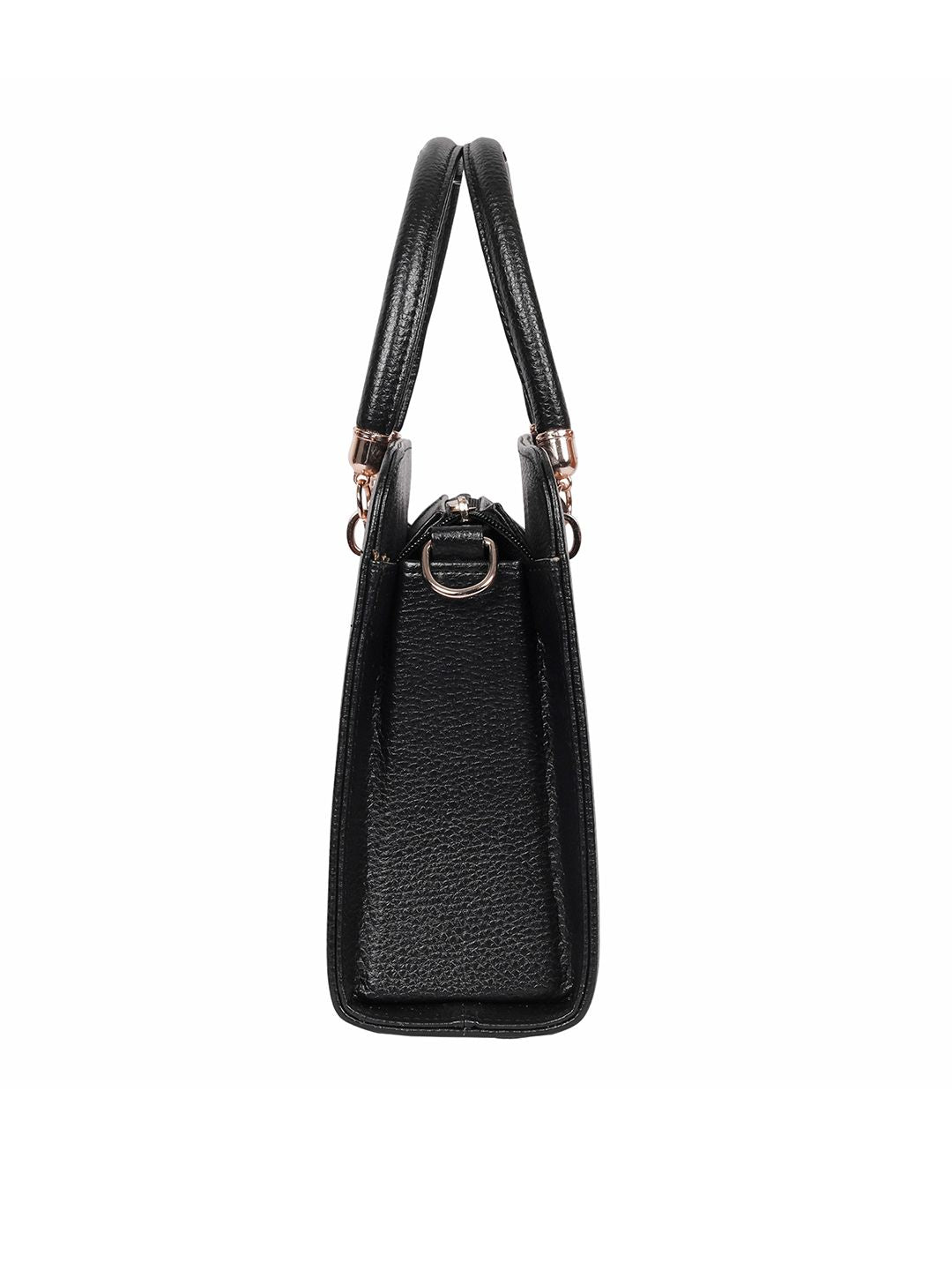 Lino Perros Black Solid Handheld Bag with Sling Strap