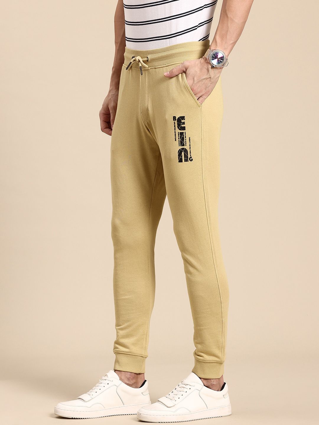 Being Human Printed Detail Pure Cotton Joggers