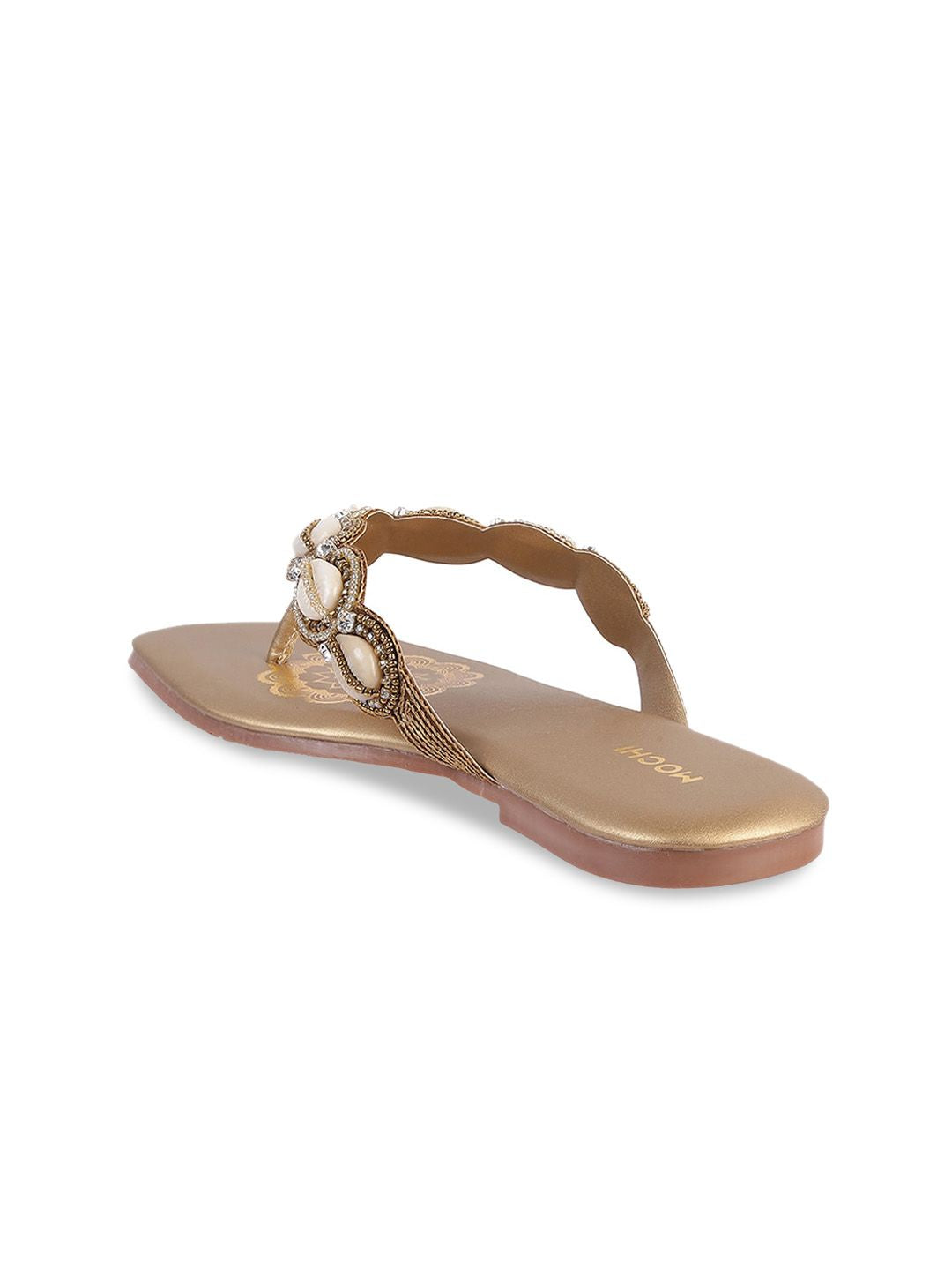 Mochi Embellished Open Toe Flats