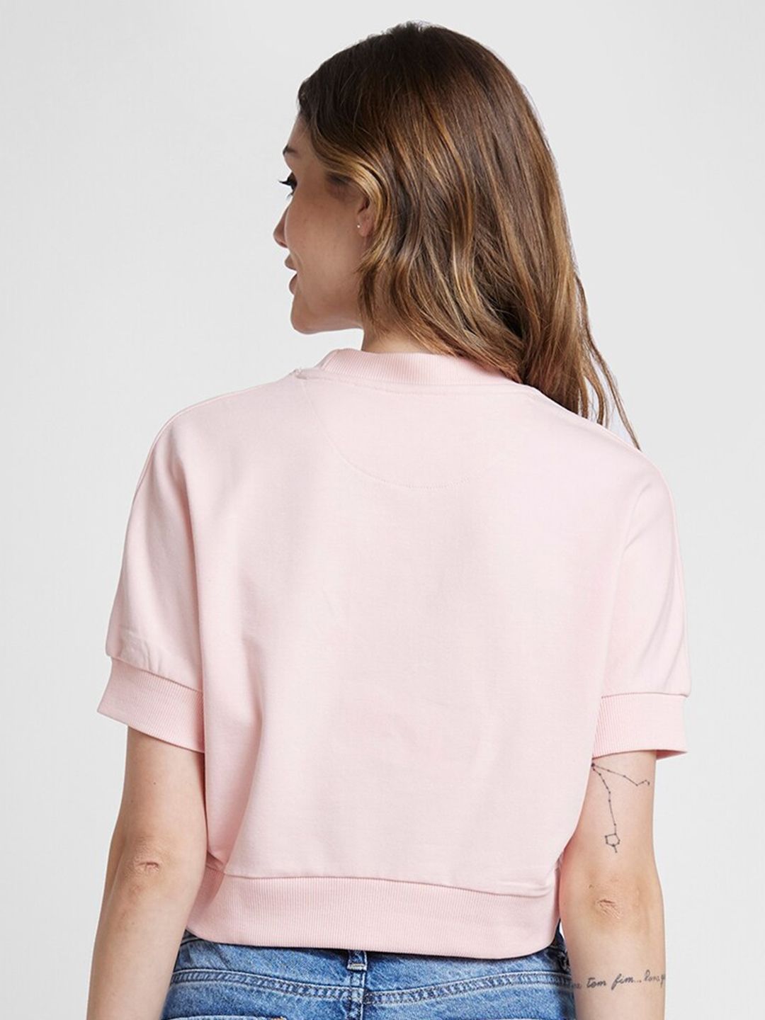 SPYKAR Typography Printed Crop Sweatshirt