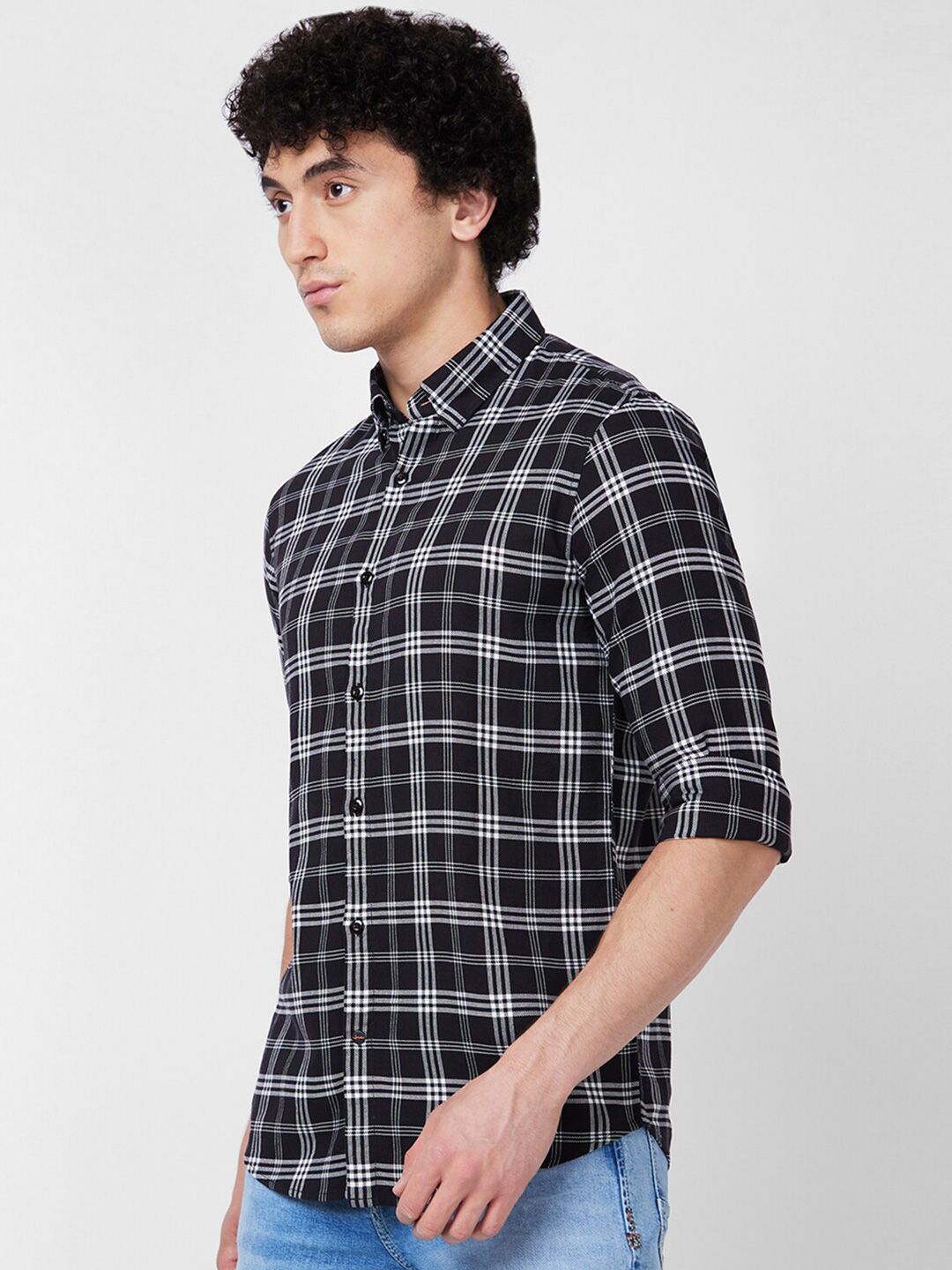 SPYKAR Tartan Checked Cotton Opaque Casual Shirt