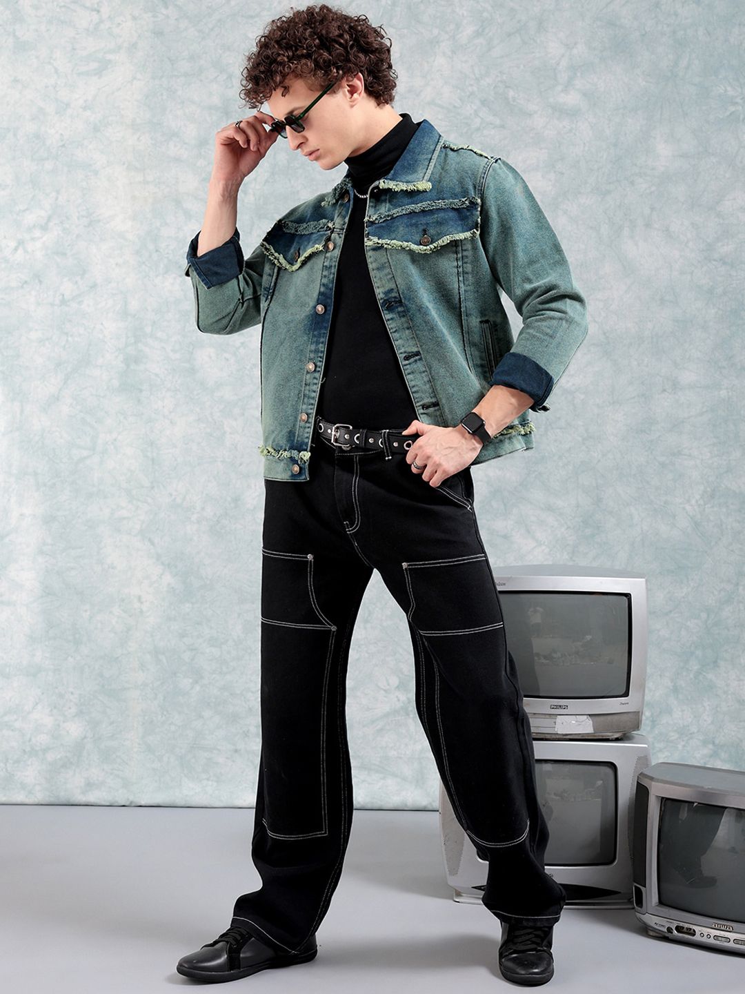 The Indian Garage Co Men Washed Denim Jacket