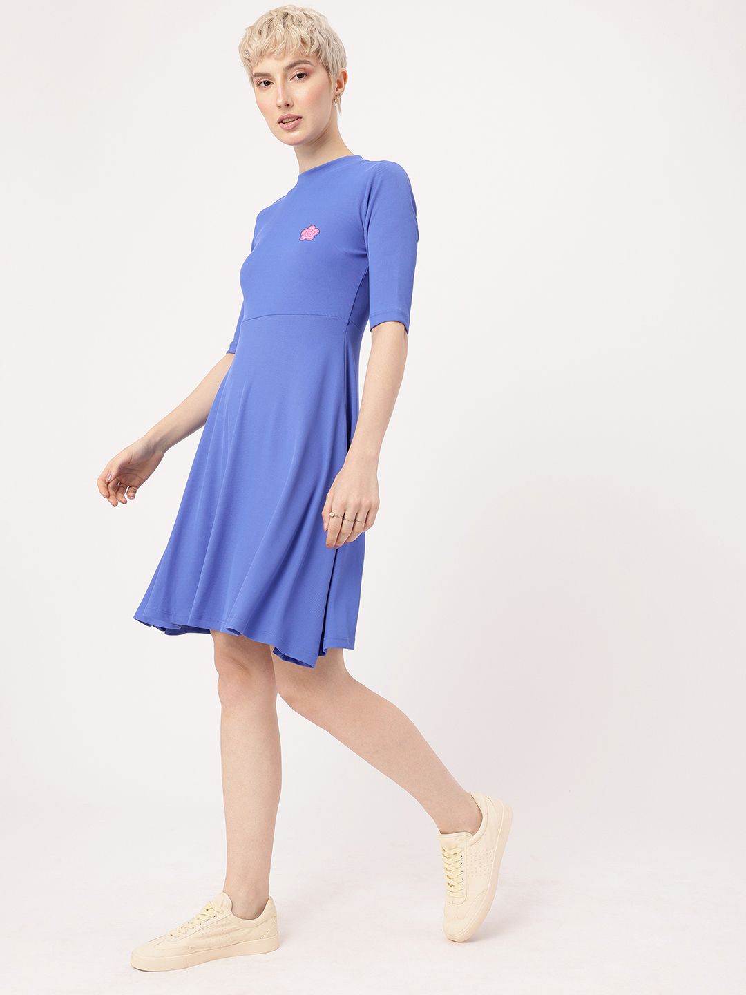 DressBerry Playful Elegance Ribbed Fitted A-Line Dress