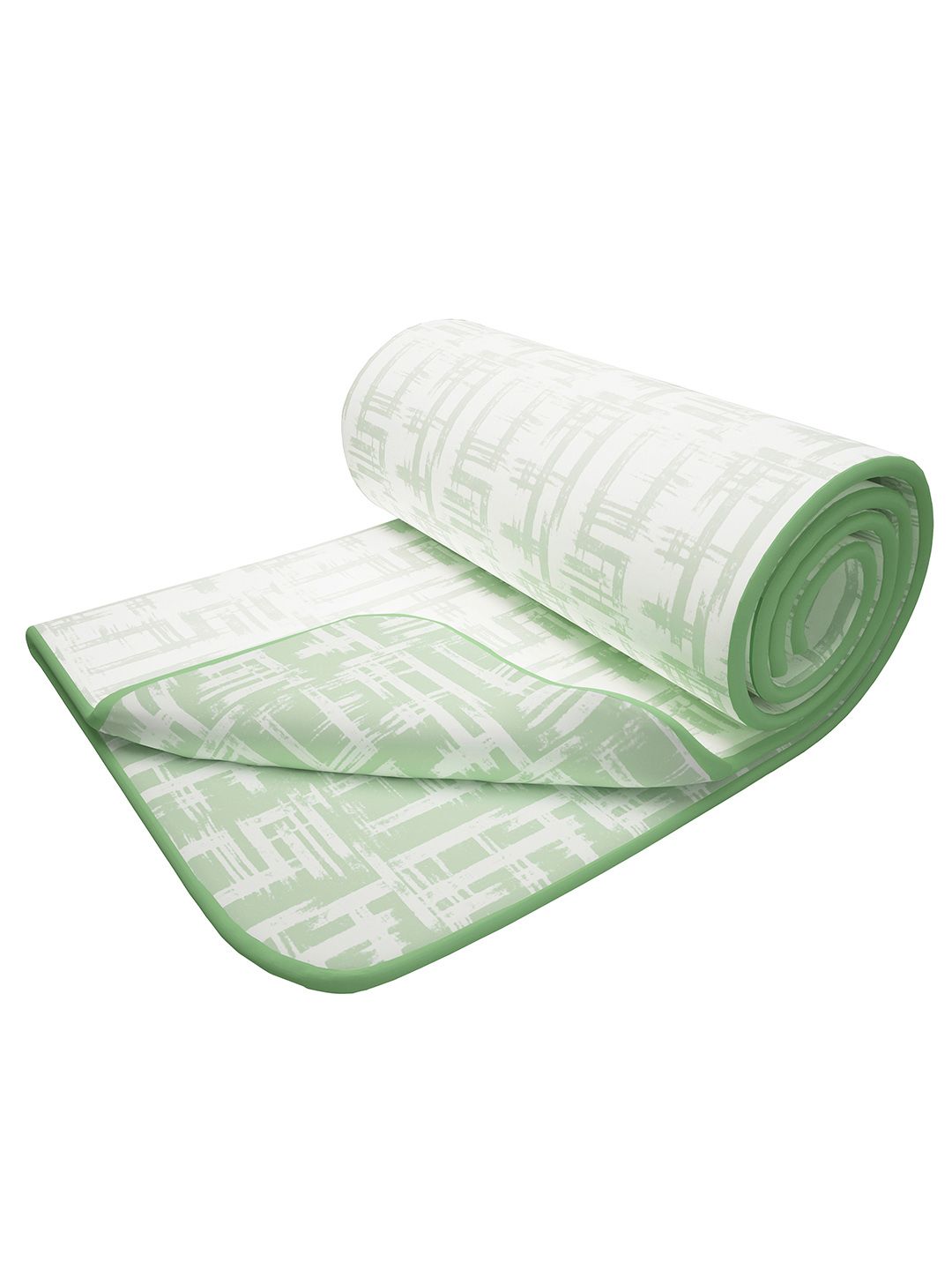 Story@home White & Green Printed AC Room 150 GSM Reversible Cotton Double Bed Dohar