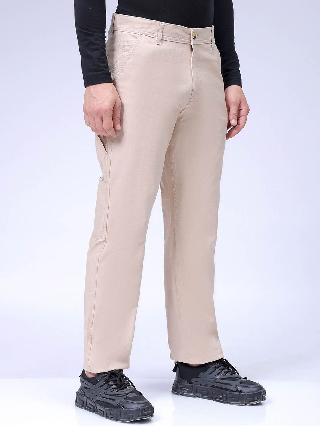 The Indian Garage Co Men Relaxed Fit Mid-Rise Pure Cotton Formal Trouser