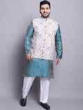 SOJANYA PLUS Ethnic Motifs Woven Design Kurta With Pyjamas & Nehru Jacket
