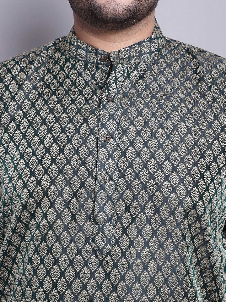 SOJANYA PLUS Ethnic Motifs Woven Design Kurta With Pyjamas & Nehru Jacket