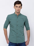 HIGHLANDER Men Green Slim Fit Casual Shirt