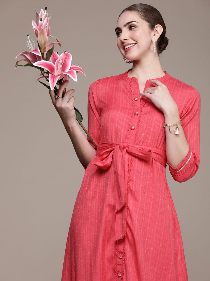 Anouk Women Woven Design Dobby A-Line Kurta