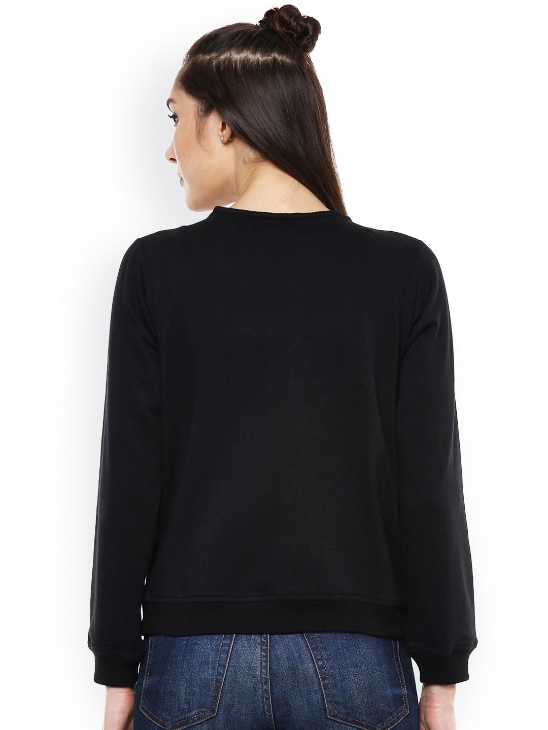 SASSAFRAS Black Fleece Sweatshirt with Embellished Detail