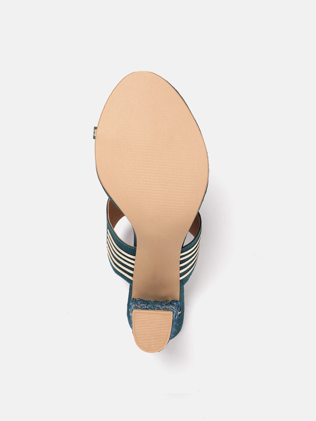 House of Pataudi Ethnic Embellished Open Toe Block Sandals