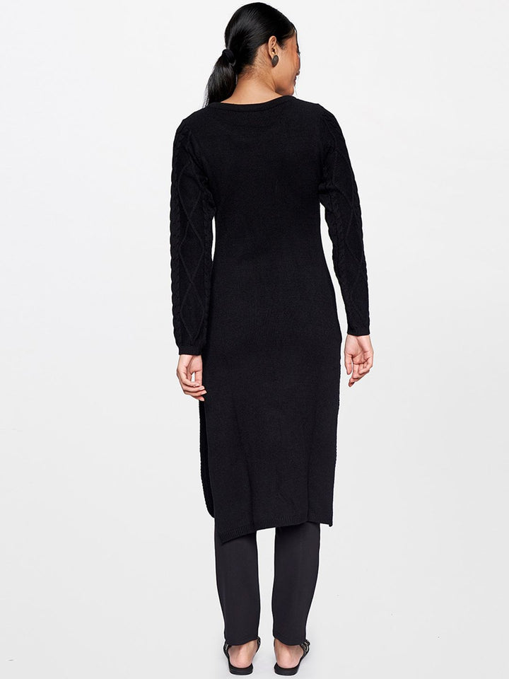 Global Desi Women Black Knitted Kurta