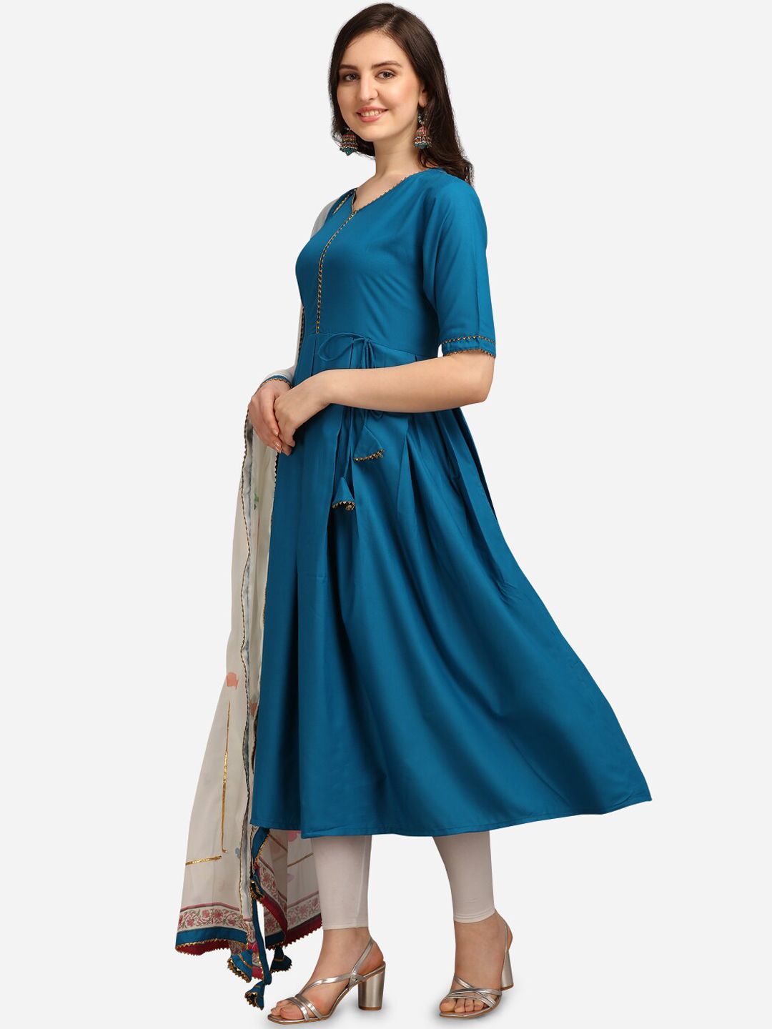KALINI Women Blue Anarkali Kurta With Dupatta