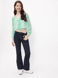 DressBerry Shibori Dyed Ruffle Romance Sheer Top