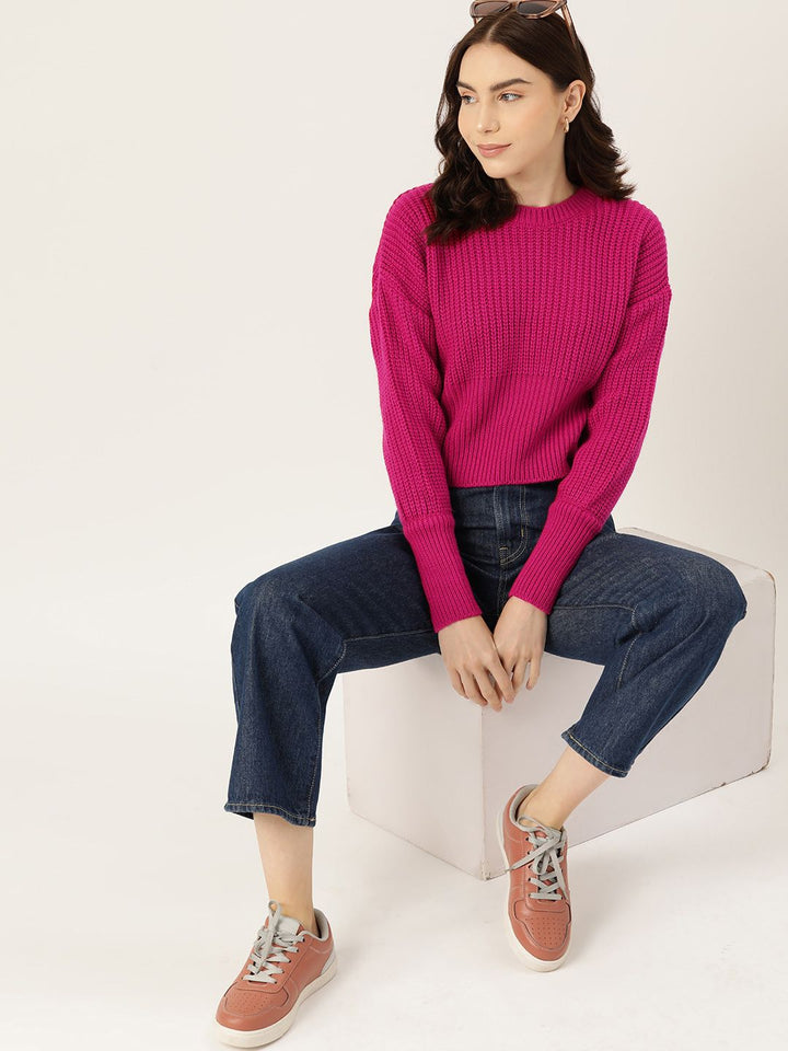 DressBerry Drop-Shoulder Sleeves Acrylic Pullover