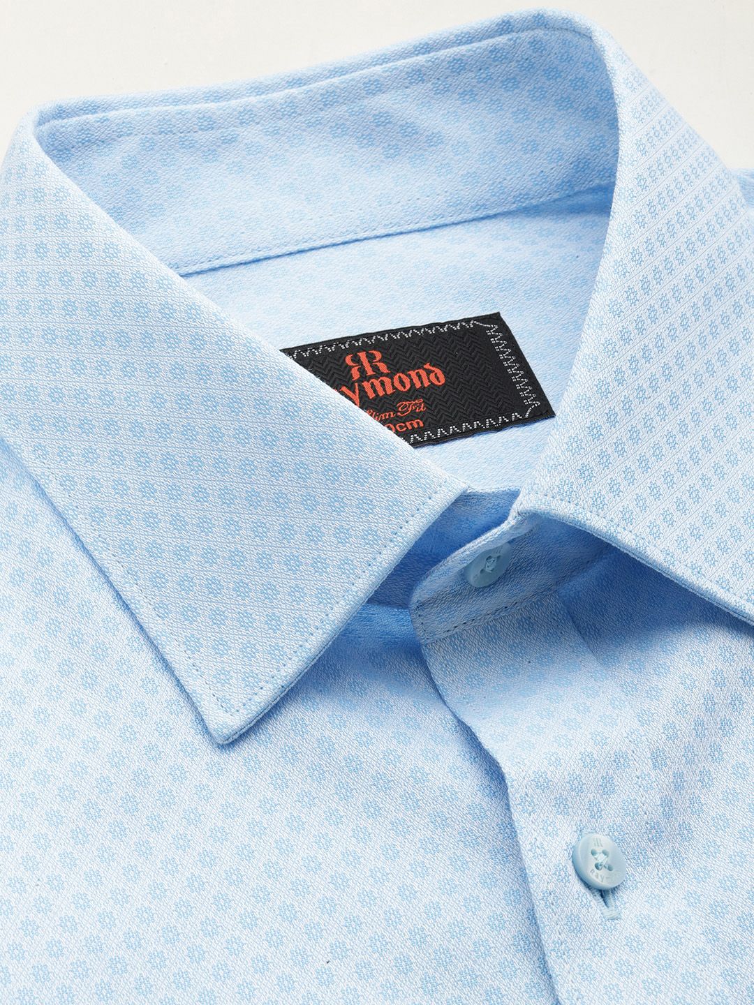 Raymond Slim Fit Geometric Self Designed Pure Cotton Formal Shirt