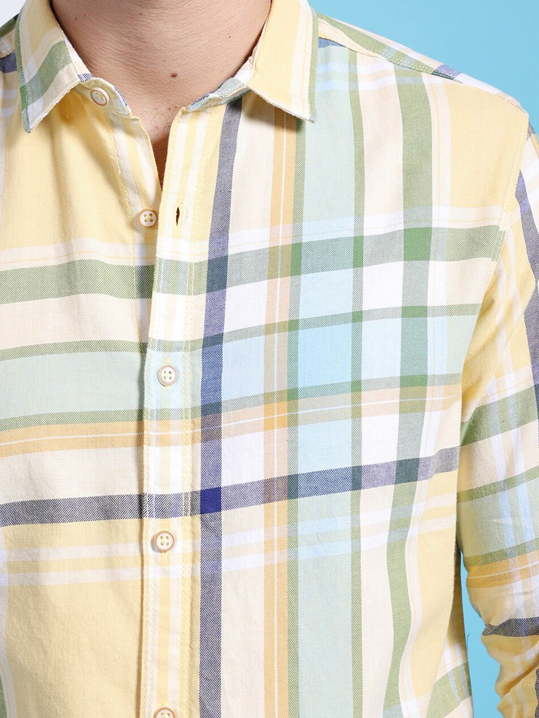 The Indian Garage Co Slim Fit Tartan Checked Pure Cotton Twill Casual Shirt