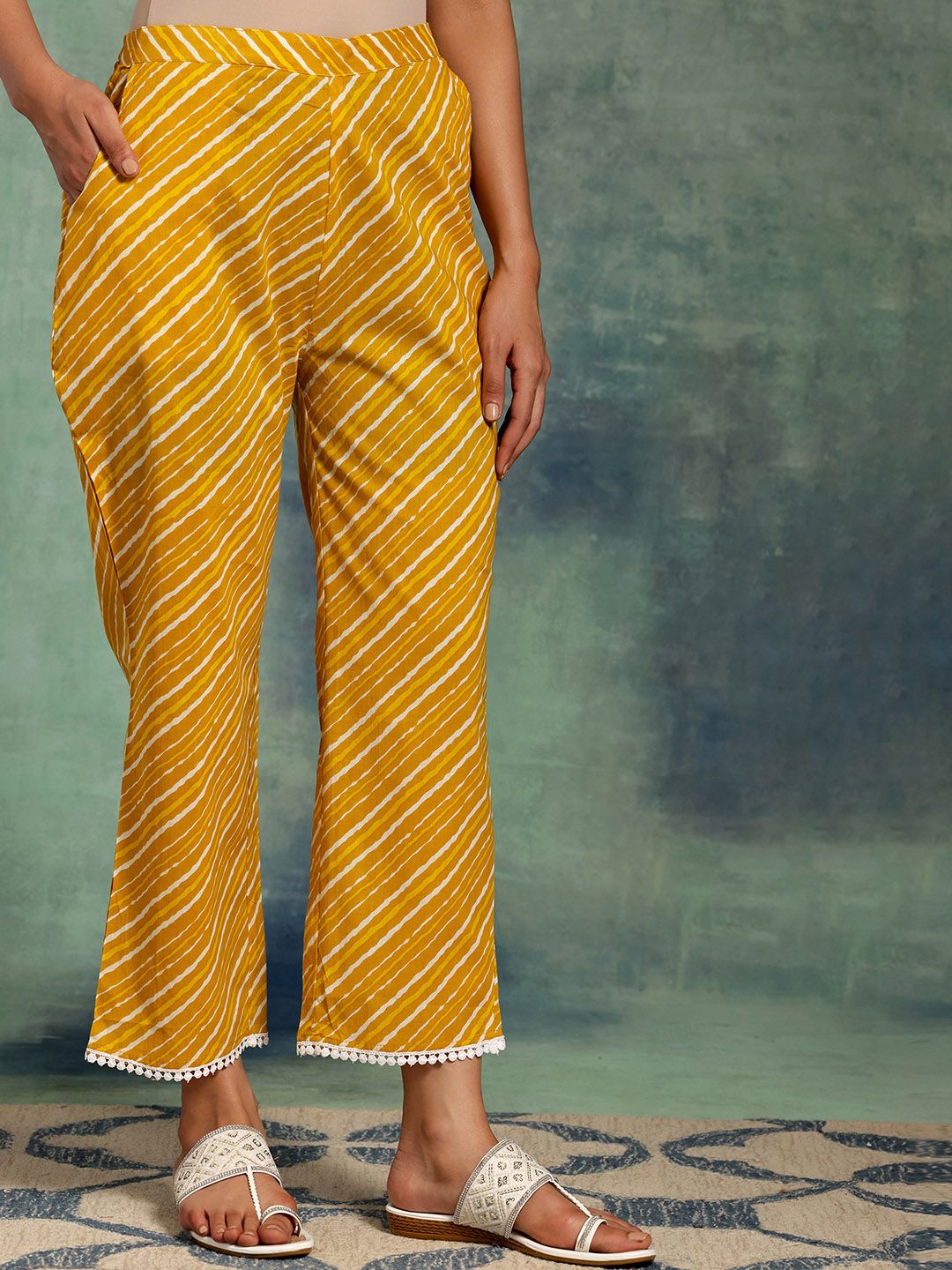 Libas Bandhani Printed Angrakha Pure Cotton Kurta with Palazzos & Dupatta
