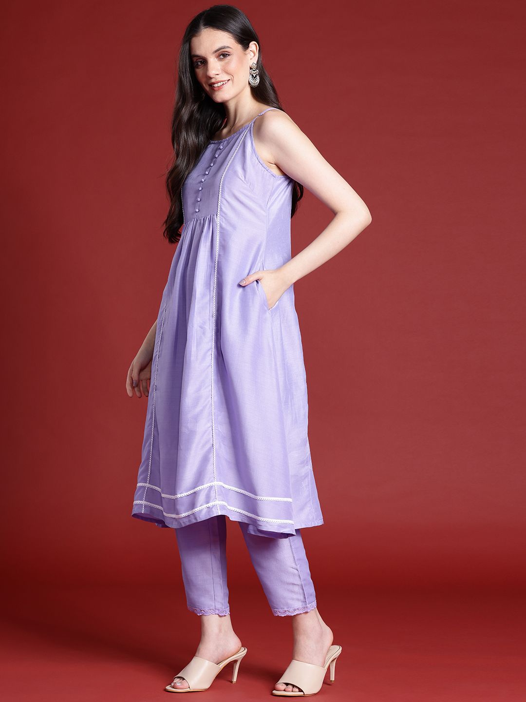 Anouk Women A-Line Kurta with Trousers & Dupatta
