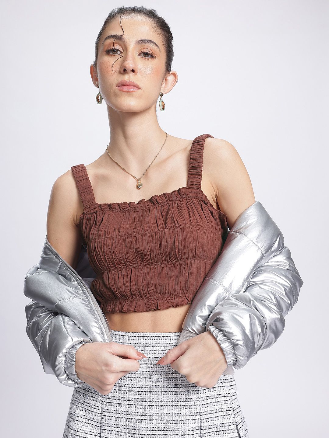 DressBerry Desert Dunes Smocked Crop Top