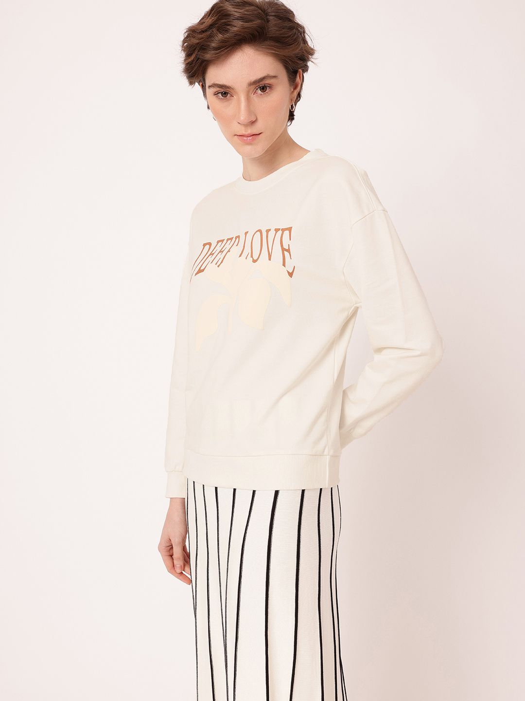 DressBerry Printed Cotton Terry Relaxed Fit Sweatshirt