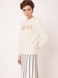 DressBerry Printed Cotton Terry Relaxed Fit Sweatshirt