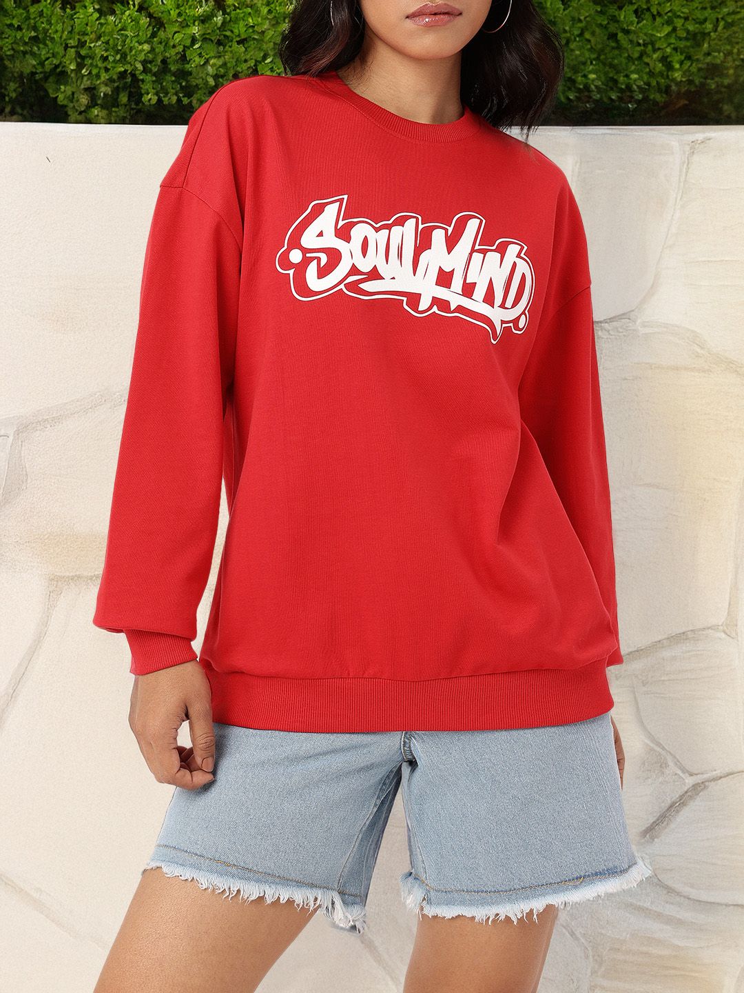 DressBerry Printed Cotton Terry Relaxed Fit Sweatshirt