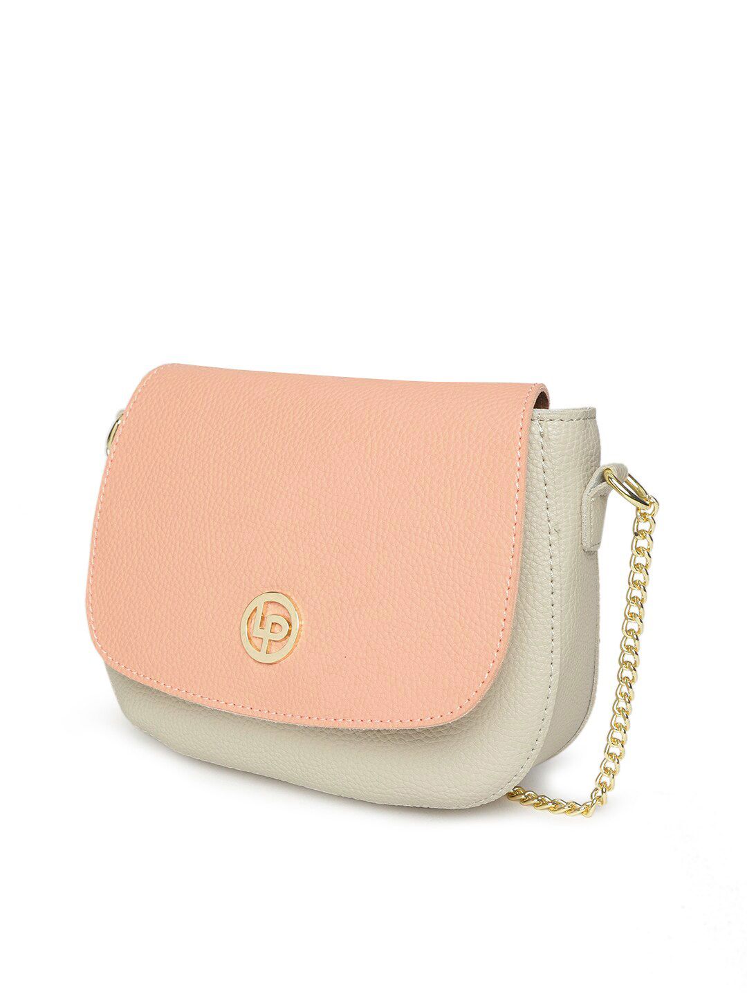 Lino Perros Peach-Coloured & Grey Colourblocked Sling Bag