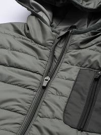 The Indian Garage Co Men Colourblock Hooded Slim Fit Puffer Jacket