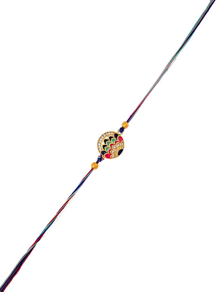 Voylla Men Peacock Inspired Enamelled Thread Rakhi