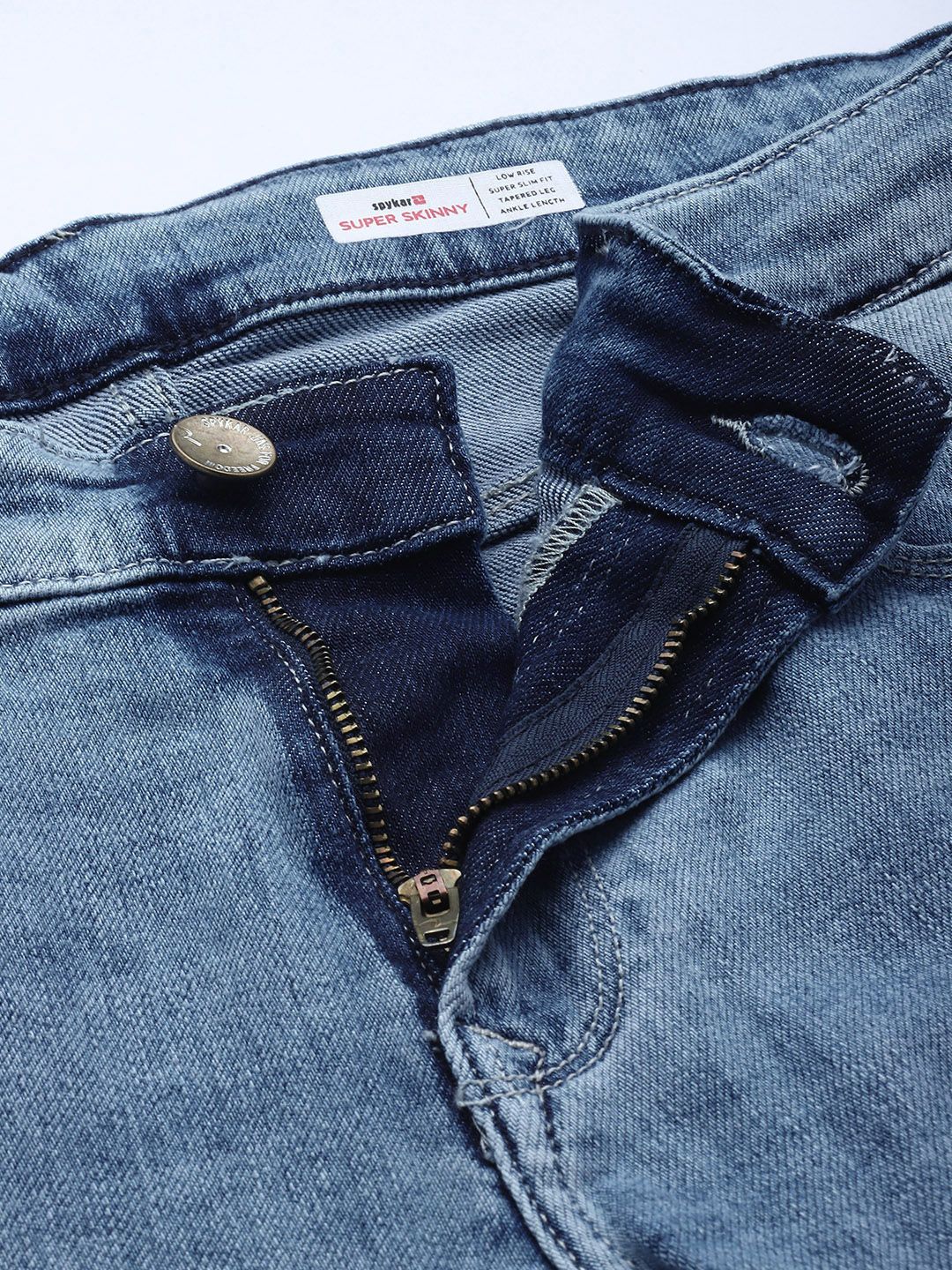 SPYKAR Men Super Skinny Fit Low-Rise Heavy Fade Stretchable Jeans