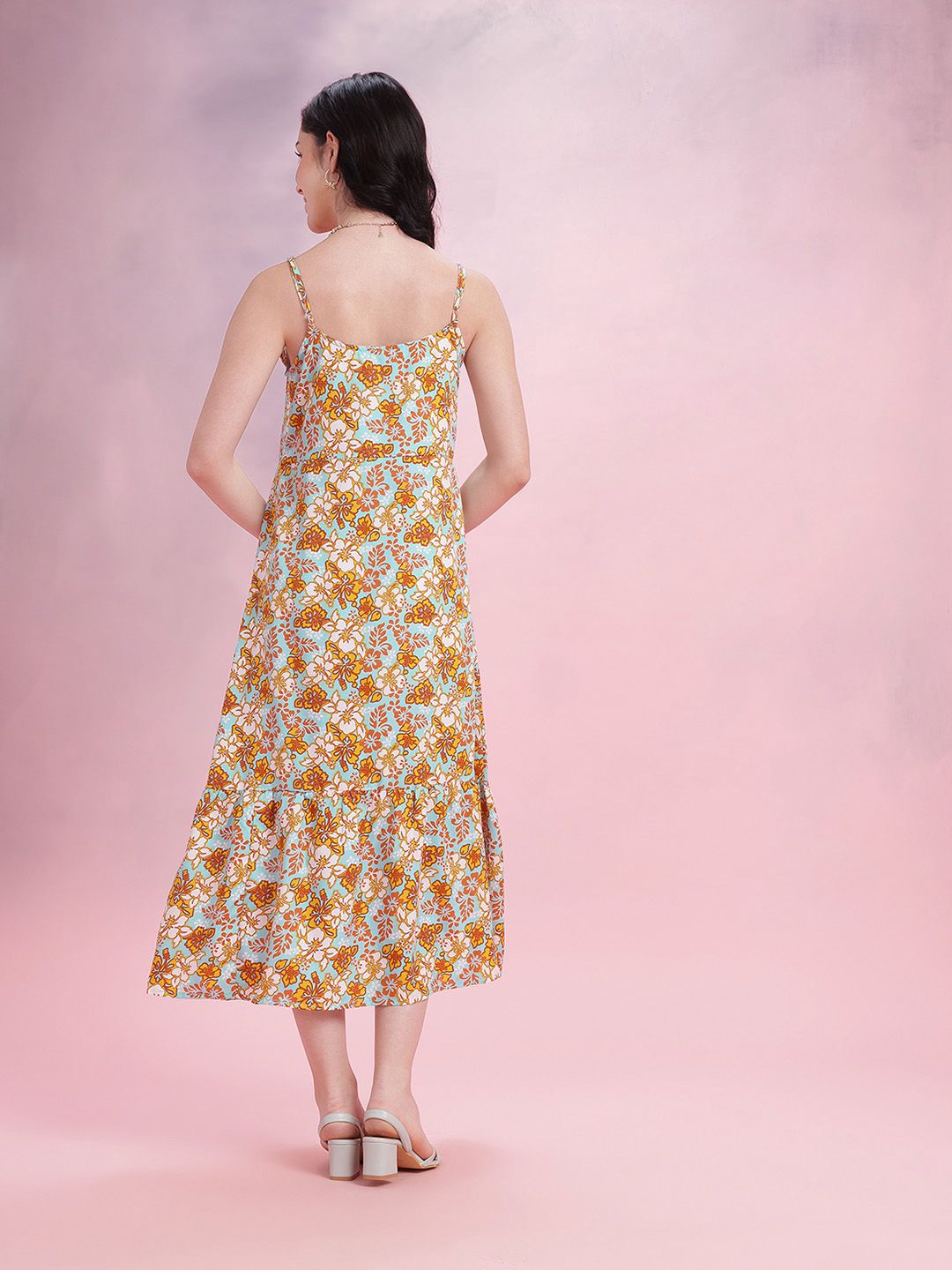 DressBerry Floral Print A-Line Midi Dress