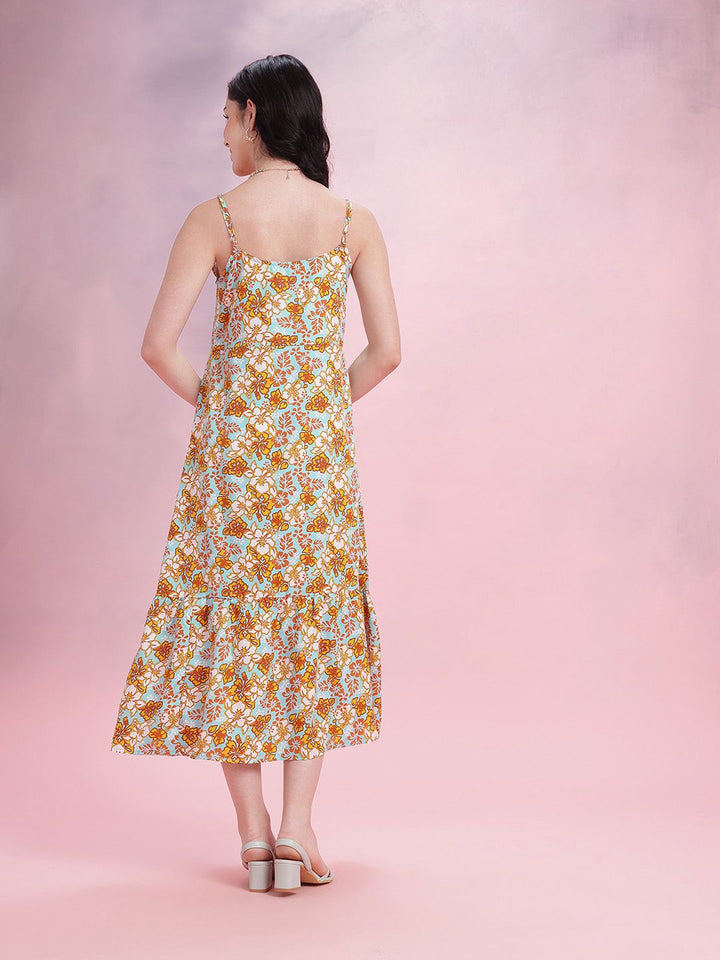 DressBerry Floral Print A-Line Midi Dress