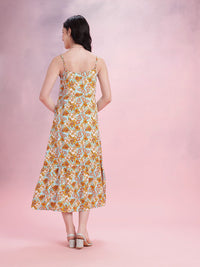 DressBerry Floral Print A-Line Midi Dress