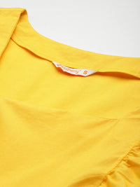 DressBerry Pure Cotton Colourblocked Ruffled Tiered Fit & Flare Maxi Dress with Bow Detail