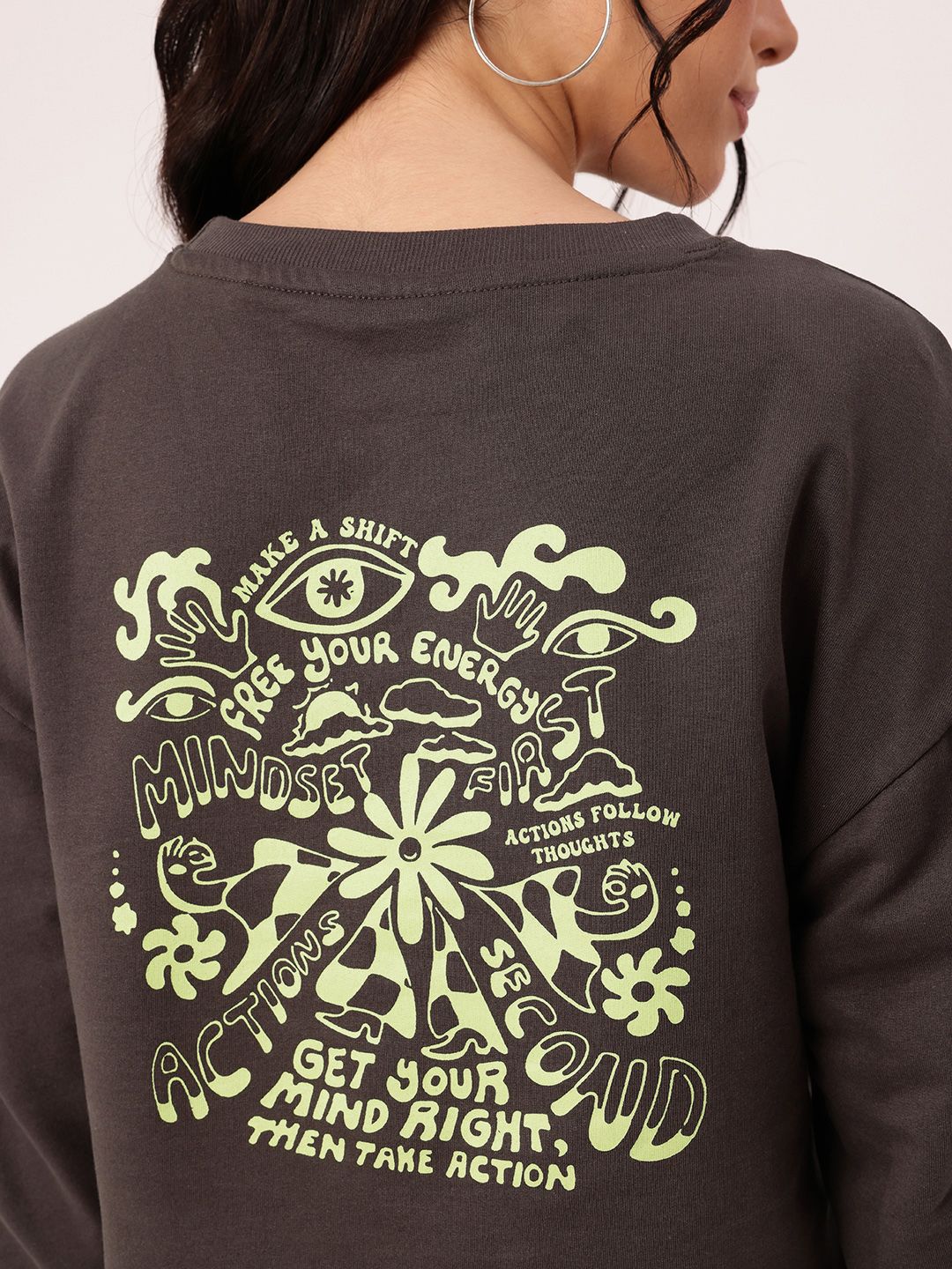 DressBerry Style Printed Cotton Terry Relaxed Fit Sweatshirts