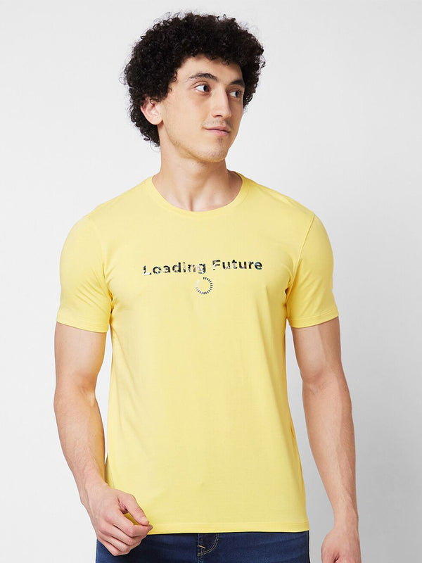 SPYKAR Typography Printed Cotton Slim Fit T-shirt