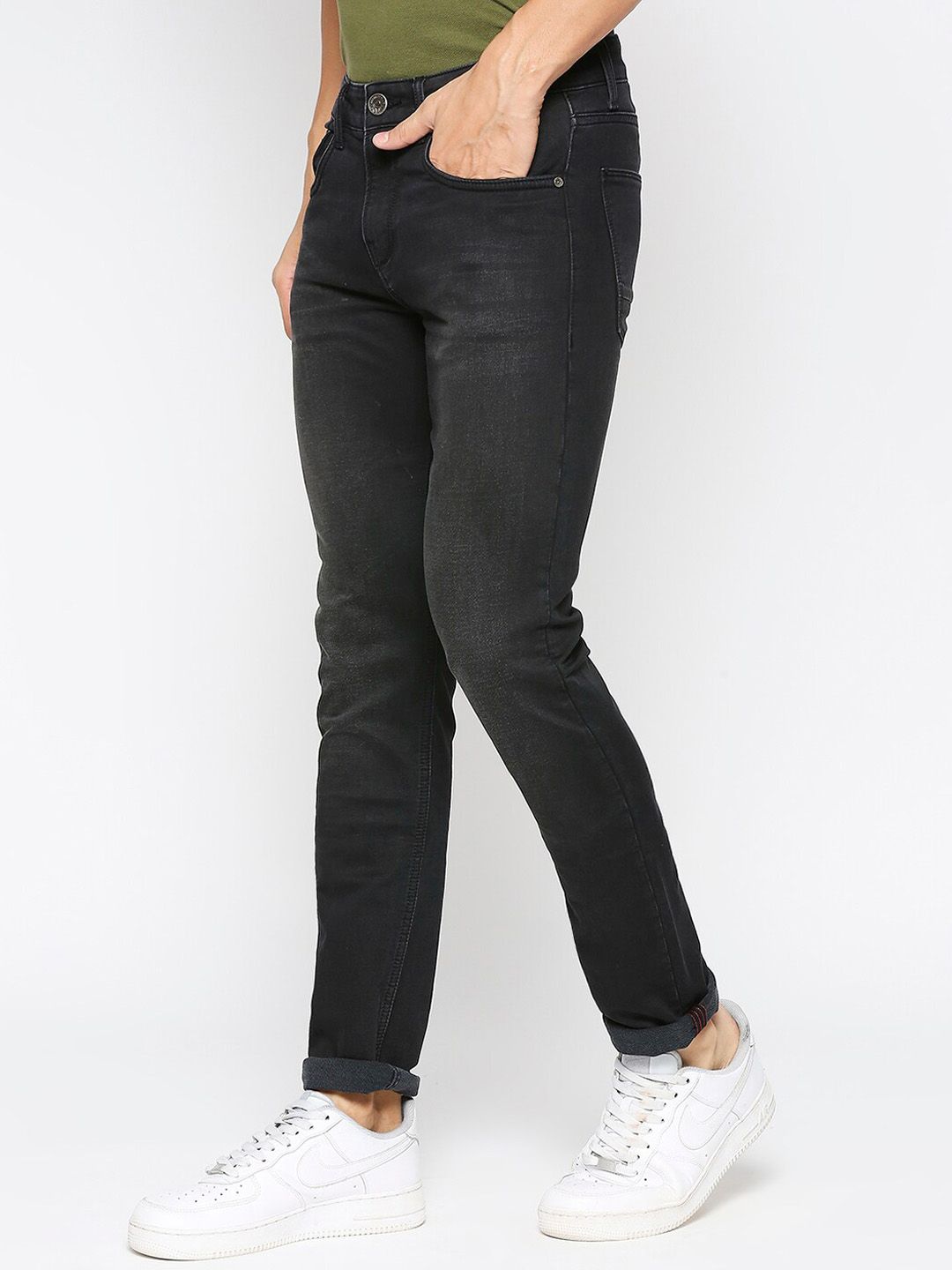 Being Human Men Slim Fit Mid-Rise Light Fade Dark Shade Clean Look Jeans