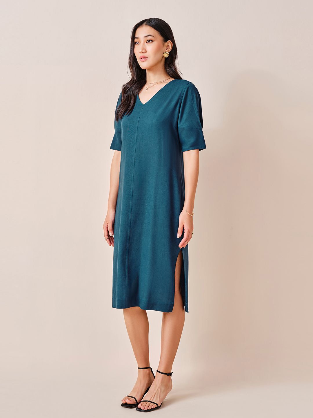 AND Solid A-Line Midi Dress