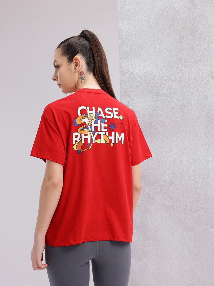 HRX by Hrithik Roshan Women Typography Printed Drop-Shoulder Sleeves T-shirt