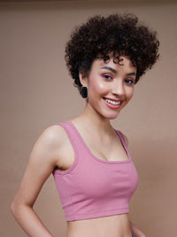 SASSAFRAS BASICS Rib Square Neck Crop Tank Top