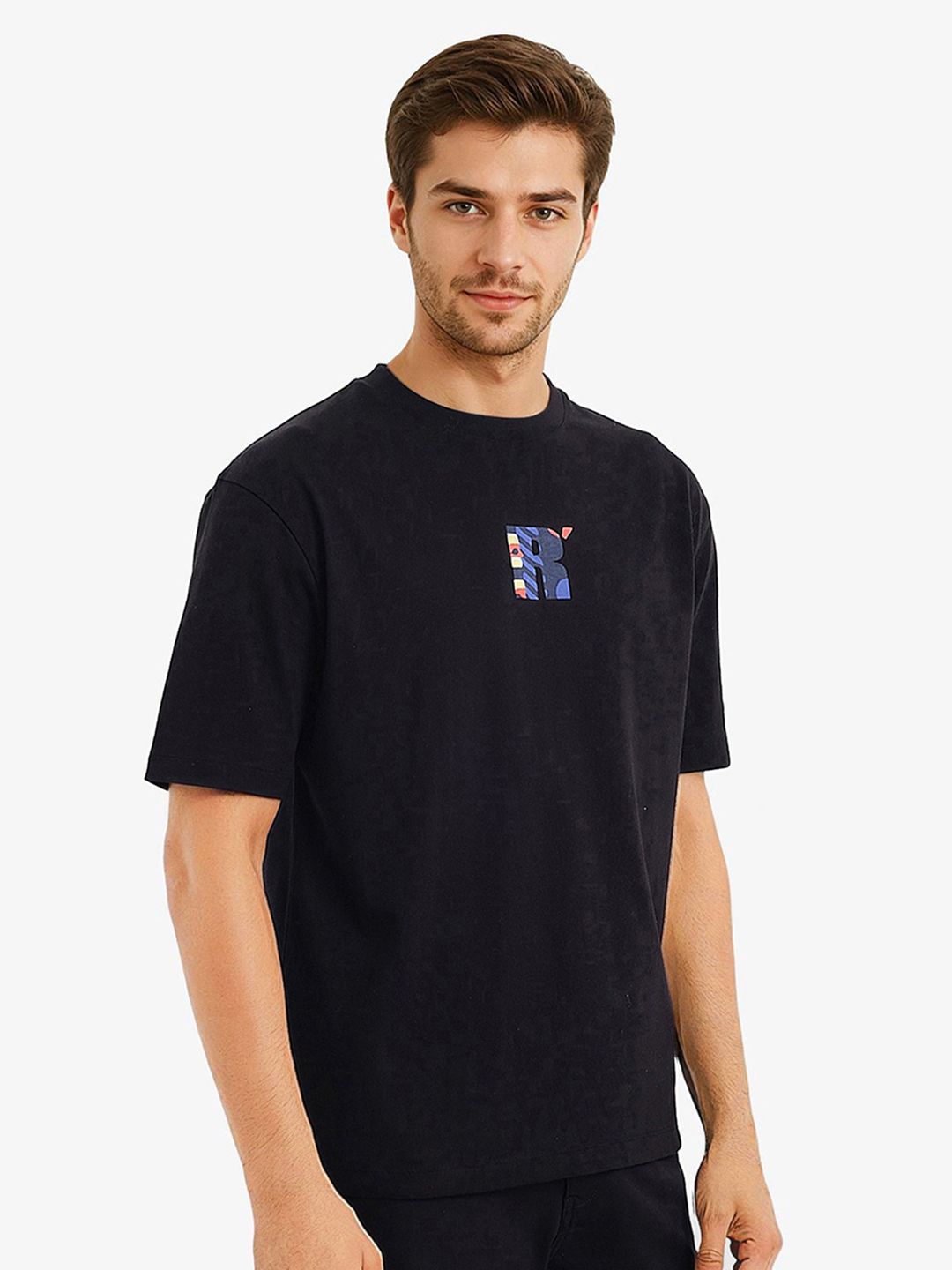 RARE RABBIT Men Graphic Printed Graphic Print Others Round Neck Cotton Oversized T-Shirt